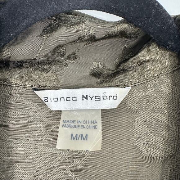Bianca Nygard Olive Green Subtle Floral Pattern Drawstring Hem Bomber Jacket Med - Picture 5 of 8